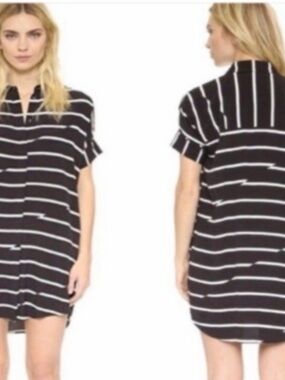 Madewell - Black and White Striped Shirt Dress
